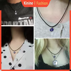KIN Cho Ác Mắt Mặt Dây Chuyền Vòng Cổ Mắt Xanh Nữ May Mắn Trang Sức Hợp Kim Da Dây Xích Vòng Cổ Cho Nữ Cô Gái