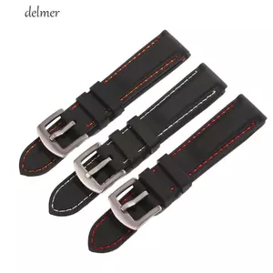 Dây đeo đồng hồ DELMER Chống nước Blcak Universal Men 20mm 22mm 24mm Đồng hồ thể thao Accs