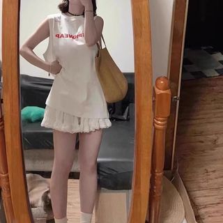 Áo không tay phong cách Hàn Quốc ngọt ngào, dáng rộng preppy phù hợp mùa hè