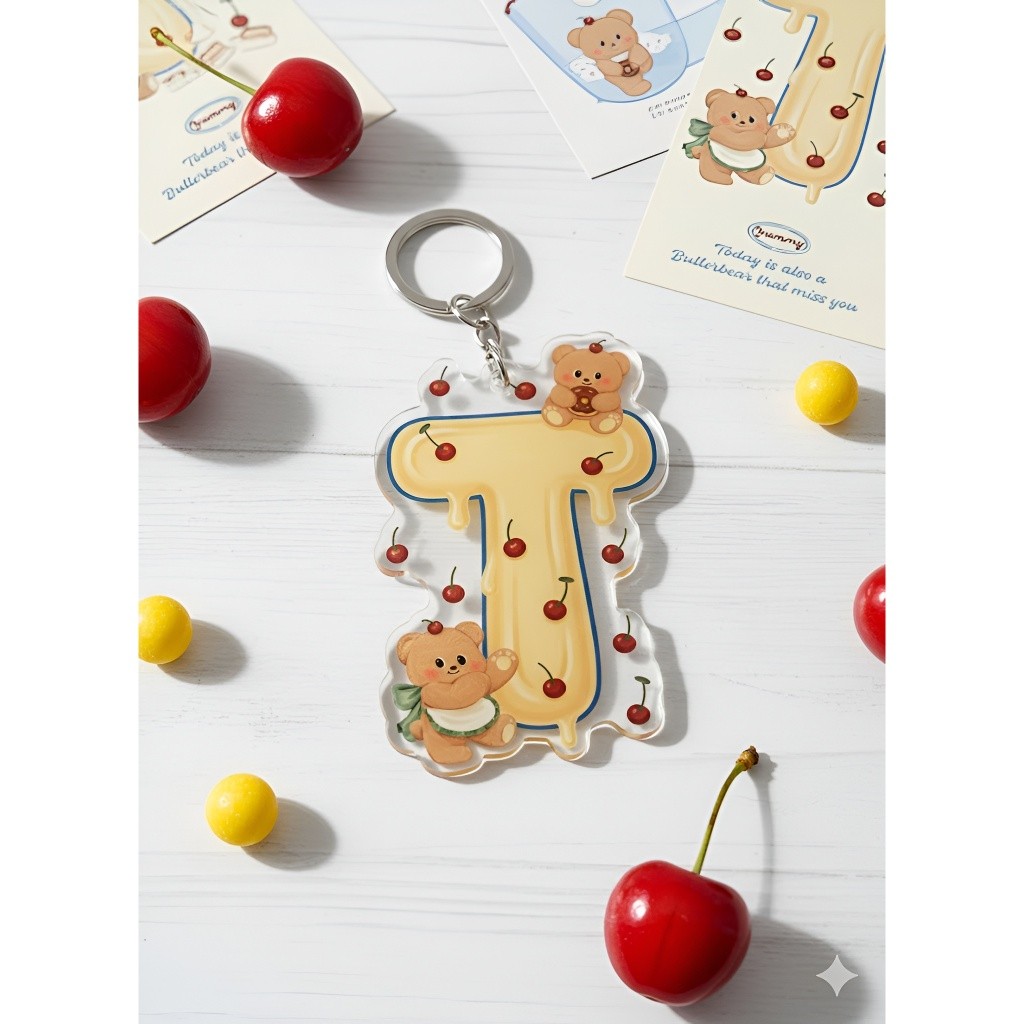 móc khoá chữ cái Gấu bơ gấu Butter Bear đáng yêu dễ thương