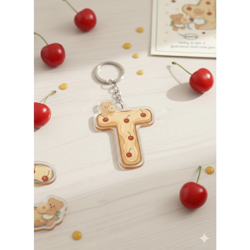 móc khoá chữ cái Gấu bơ gấu Butter Bear đáng yêu dễ thương