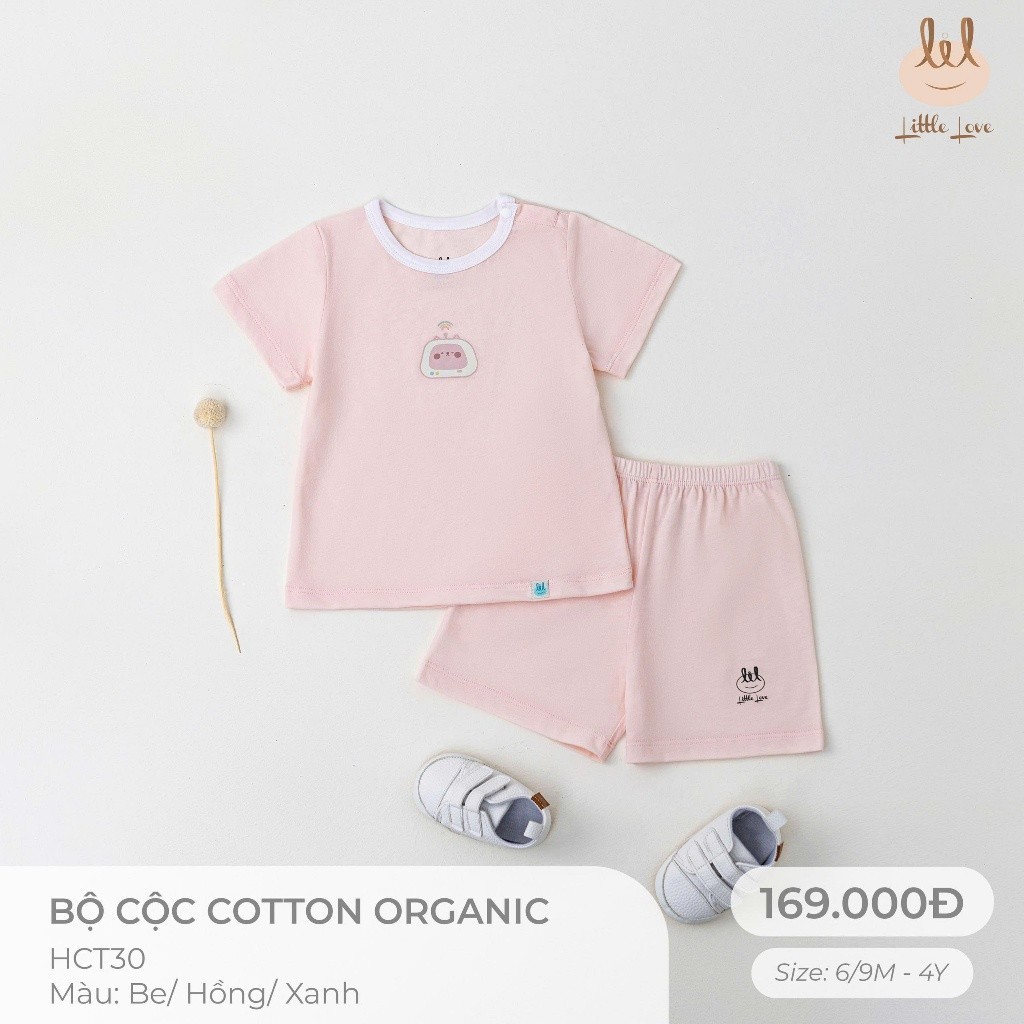 Bộ cộc tay cotton [Organic mềm mỏng mát, thấm hút co dãn tốt ] dành cho bé từ 6M -4Y (HCT30)