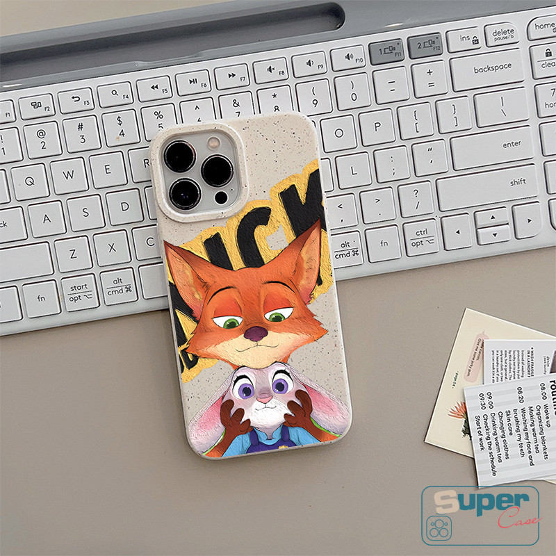 Ốp Lưng Tương Thích Cho IPhone 15 13 17 16 11 14 12 Pro Max XR Air X XS Max 8 14 15 6 6s 16 Plus SE 2020 Thời Trang Zootopia Fox Bunny Cặp Đôi Dễ Thương Có Thể Tháo Rời Thân Thiện Với Môi Trường