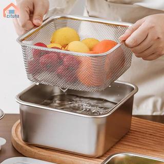 Hộp đựng thực phẩm bằng thép không gỉ chống rò rỉ Bộ sắp xếp hai lớp cho tủ lạnh Salad rau diếp Trái cây