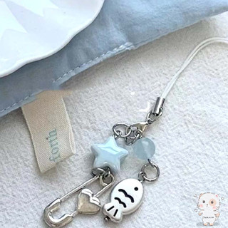 【Chamvn】Móc khóa điện thoại hình trái tim hình sao biển mặt dây chuyền túi xách Little Fresh Girl. hạt cườm