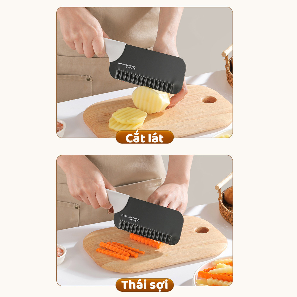 Dao Cắt Rau Củ Lưỡi Sóng Bằng Thép Không Gỉ, Dao Tạo Hình Rau Củ Quả, Trái Cây Đẹp Mắt DINOHOME