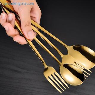 Unewtyu 2 Chiếc Thìa Nĩa Bạc Vàng Bằng Thép Không Gỉ Thìa Nĩa Cách Nhiệt Tay Cầm Dài Khuấy Thìa Tráng Miệng Dùng Cho Nhà Bếp Hàng Ngày VN
