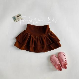 CV6-[tomnaukids] Chân váy Nhung xếp ly 2 tầng xinh iu cho bé gái - Size 8-40Kg
