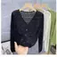 Áo Khoác Cardigan Len Mỏng Dáng Ngắn Cổ V Dệt Kim Áo Len Quảng Châu Kèm Ảnh Thật