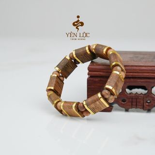 Lách Tay Trầm Tự Nhiên ĐH Bọc Vàng 8k - Trầm Hương Tự Nhiên - Mùi Thơm Dịu Ngọt - Trầm Hương Yên Lộc - Tặng kèm hộp VIP