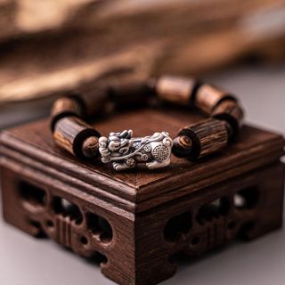 Vòng Tay Trầm Sánh Trúc Mix Tỳ Hưu Bac Thái - Trầm Hương Yên Lộc - Tặng kèm hộp gấm