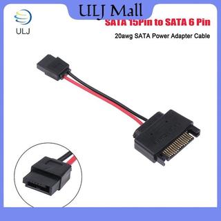 ULJ 1Pc SATA 15 chân Nam sang SATA 6 chân Nữ Slimline Cáp chuyển đổi nguồn 20awg Cáp truyền động quang Laptop.