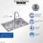 Bồn rửa chén bằng thép không gỉ KOHLER Lison Dual-Mount Self-Rimming & vòi bếp Atom với vòi xoay, K-26958