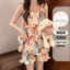 Quần Short Sling Có Miếng Lót Ngực Bộ Đồ Ngủ Nữ Rời Nơ Dễ Thương Hoa Bé Gái Dệt Bong Bóng Cotton Phù Hợp Với 5.12