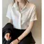 Áo sơ mi ngắn tay chống sắt chống nhăn chống nhăn màu trắng dành cho nữ sinh viên đại học Quần áo làm việc Áo sơ mi đáy mỏng