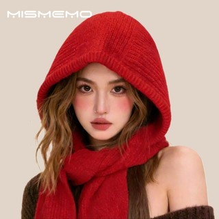 MISMEMO Mũ Dệt Kim Đỏ Nữ Thu Đông Năm Mới Bảo Vệ Tai Có Mũ Trùm Đầu Yếm Giữ Ấm Balach Lafa Mũ