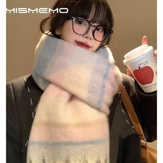 MISMEMO Phong Cách Hàn Quốc Bầu Không Khí Mohair Màu Phù Hợp Với Khăn Nữ Mùa Đông Phong Cách Mới Dày Ấm Áp Cao Cấp Cảm Giác Yếm Sinh Viên