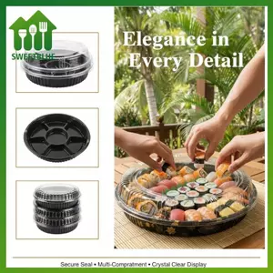 SWEET Dùng Một Lần Sandwich Đĩa Khay Có Nắp 10 Miếng Nhựa Tròn Hộp Sushi Cho Sinh Nhật Đám Cưới Lễ Kỷ Niệm Buffet n