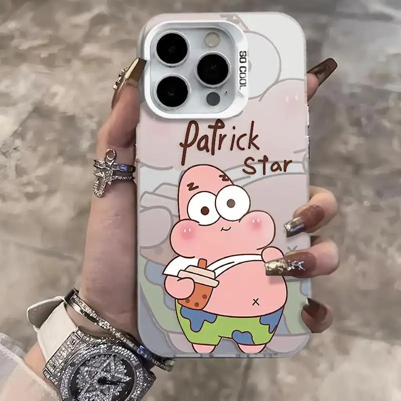 Trường hợp iPhone với SpongeBob & Patrick là bạn bè tốt nhất Khung máy ảnh chống sốc - Tương thích với 16/15/14/13/12/11