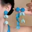 PNPIA- Bông Tai Tòn Lá Hoa Xanh Acrylic Bông Tai Thả Dài Cho Nữ Mùa Hè Hiện Đại Nghệ Thuật Trang Sức Cho Sự Kiện