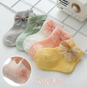 Tất Bé Gái Mỏng Sơ Sinh Tất Dễ Thương Nơ Công Chúa Bé Mắt Tất Trẻ Em Ren