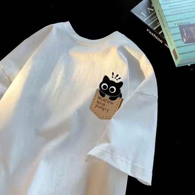 Áo phông thun  in  đơn giản mà sang trọng . Chất cotton mềm mỏng và mát -  hình con POCKET -chang3158
