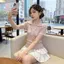 Áo thun ngắn tay dệt kim màu tương phản kiểu Pháp dành cho nữ Mùa hè Phong cách mới Slim-Fit Slimmer Look Áo sơ mi nhỏ hàng đầu độc đáo