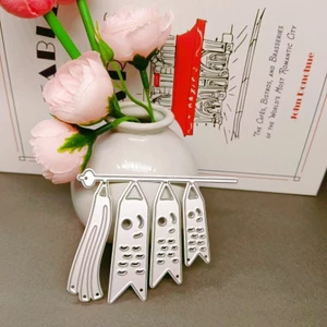 Ba Mặt Lớn Cá Chép Nhỏ Streamer Kim Loại Thép Carbon Cắt Khuôn DIY Vải Album Ảnh Thiệp Chúc Mừng Cắt Chết Giấy Nghệ Thuật Sổ Lưu Niệm Dập Nổi Bản Mẫu Khắc