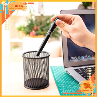 Ống Cắm Bút Bằng Sắt Lưới Deli 9172 Màu Đen – Giỏ Đựng Bút Hợp Kim Trụ Tròn Cao Cấp Chống Gỉ