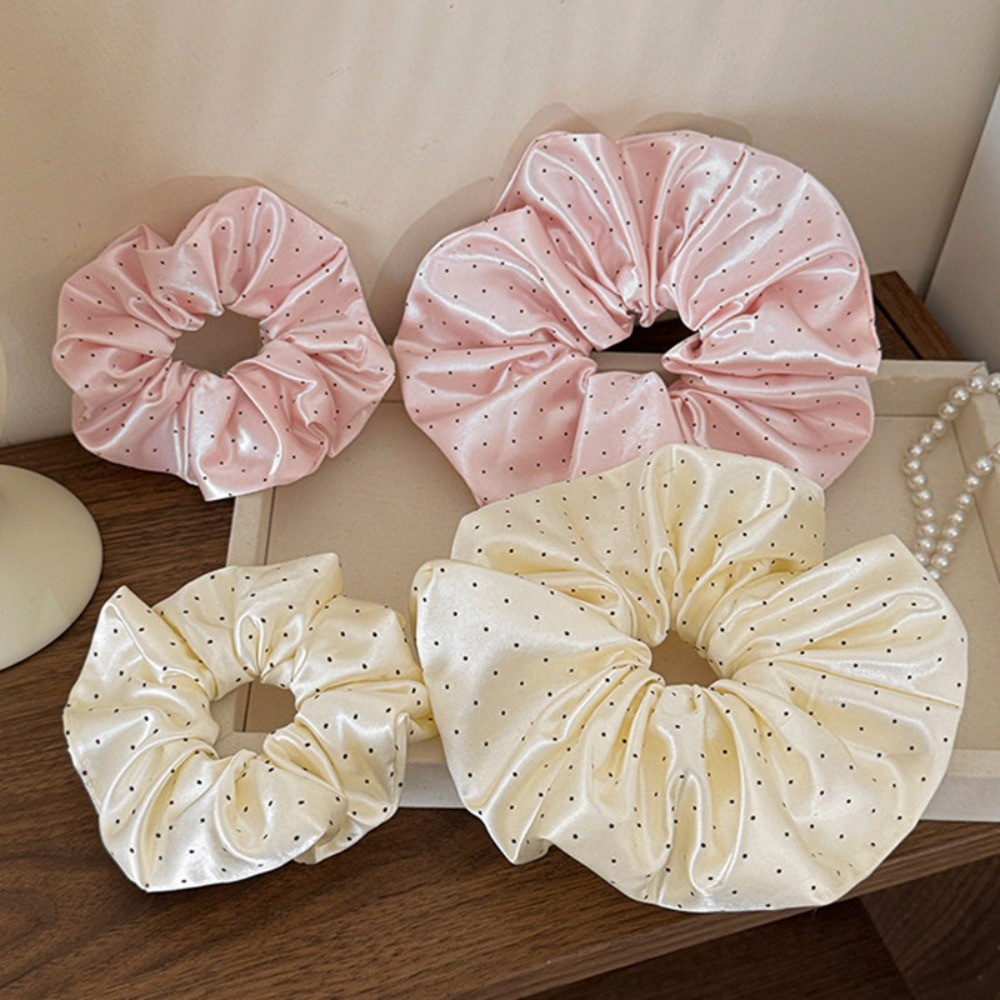 Hululu / Satin Chấm Bi Scrunchy Dây Buộc Tóc Độ Đàn Hồi Cao Dây Buộc Tóc Thân Thiện Với Da Không Làm Tổn Thương Tóc Đuôi Ngựa Đầu Dây Cao Su Ba