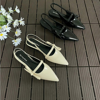 Giày Sandal nữ mũi nhọn nơ ngang đế bệt mã SD-0360