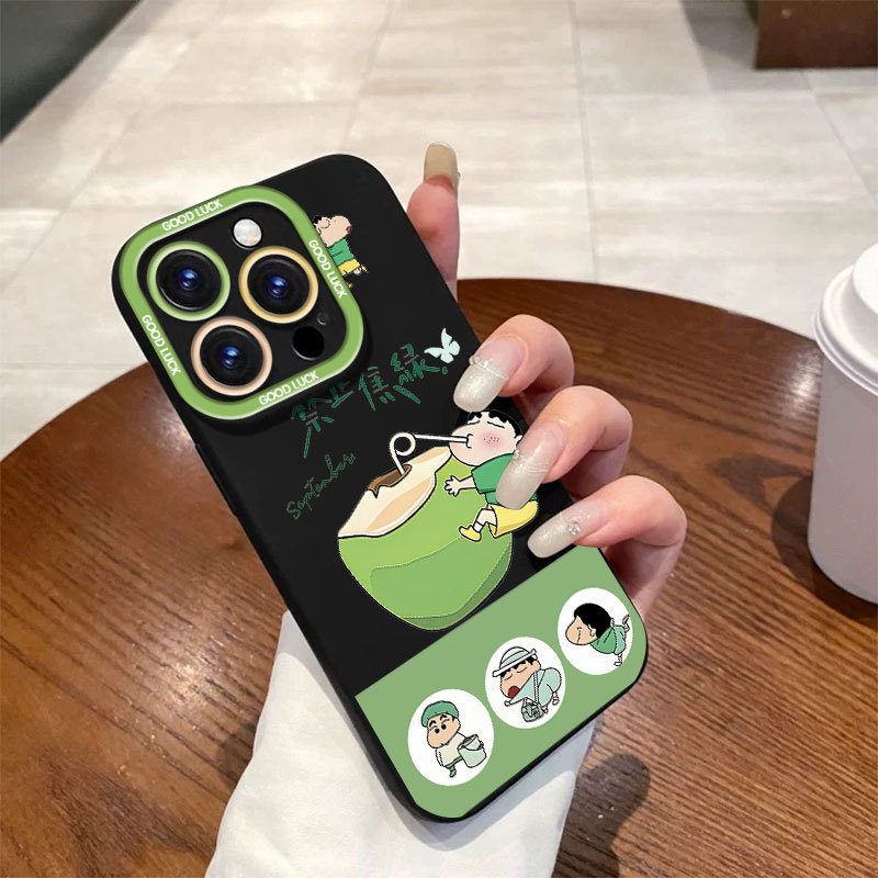 Ốp lưng iPhone hình dừa Crayon Shin-Chan Ốp máy ảnh silicon mềm - iP 7/8/X/XS/XR/11/12/13/14/15/16/17/Plus/Air/Pro/Max