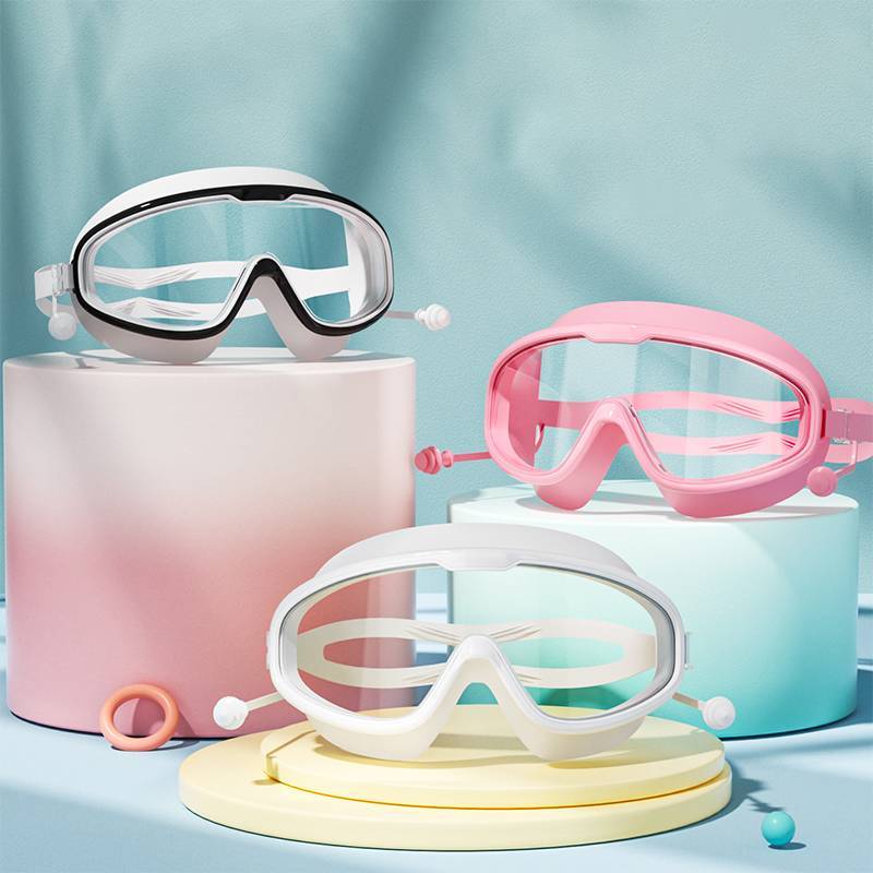 QIUWU Kính lặn chuyên nghiệp khung lớn chống thấm nước và chống sương mù trực tuyến phổ biến, kính bơi dành cho người lớn.