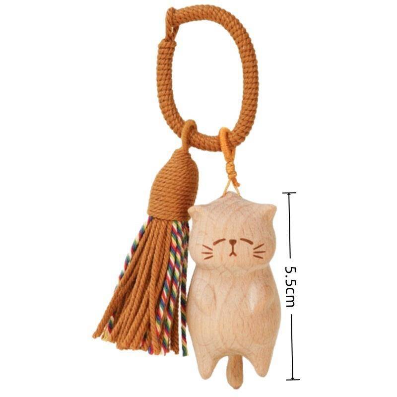 [Kitten-t] Móc khóa mèo bằng gỗ cổ điển Khắc tay Túi Kitty dễ thương Mặt dây chuyền trang trí Móc khóa ô tô dành cho nữ Cặp đôi Phụ kiện trang sức thời trang Quà tặng mới
