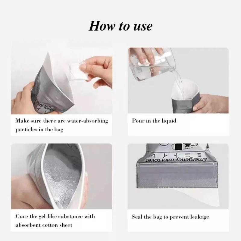 [Mèo con] 1 / 5 Túi tiểu khẩn cấp ngoài trời 700ml Dễ dàng mang đi tiểu Túi du lịch Mini di động vệ sinh cho bé nữ Túi nôn mới