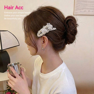 Phong Cách Mới Ngọc Trai Tóc Hàn Quốc Retro Ren Nơ Thời Trang Bên Nổ Kẹp Influencer Phong Cách Mới Công Nghiệp Nặng Phụ Kiện Tóc