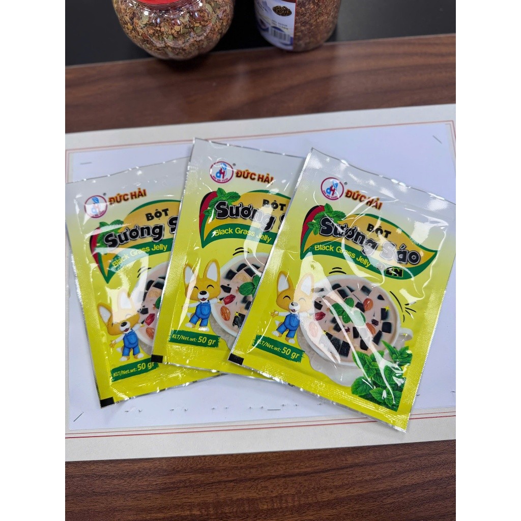 Bột Sương Sáo Đen Đức Hải Gói 50G Nguyên Liệu Làm Thạch Đen Mát Lạnh Giải Nhiệt Thơm Ngon