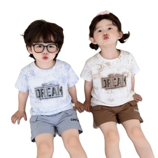(1-18Yrs) Bộ áo thun & quần short họa tiết mùa hè dành cho trẻ em thường ngày in hình bé trai bé gái Thời trang trẻ mới biết đi 2 món