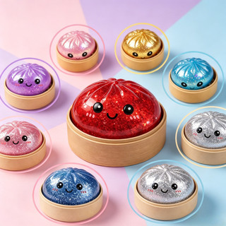 8.5cm Kích Thước Lớn Lấp Lánh Baozi Bóp Đồ Chơi Tăng Chậm Bóng Căng Thẳng Mềm Giảm Lo Âu Fidget Đồ Chơi Với Hấp Hộp Bảo Quản