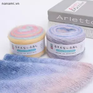 Sợi Mohair nhiều màu sắc Gradient Sợi cầu vồng nhiều màu 165 mét Sợi mềm dệt tay để đan len móc Jaet [VN]
