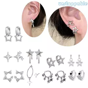 Unstop * Phong Cách Punk Bông Tai Ngôi Sao Thả Bông Tai Kết Cấu Đồng Xuyên Tai Trang Sức Tuyên Bố Phong Cách Bông Tai Cho Thời Trang
