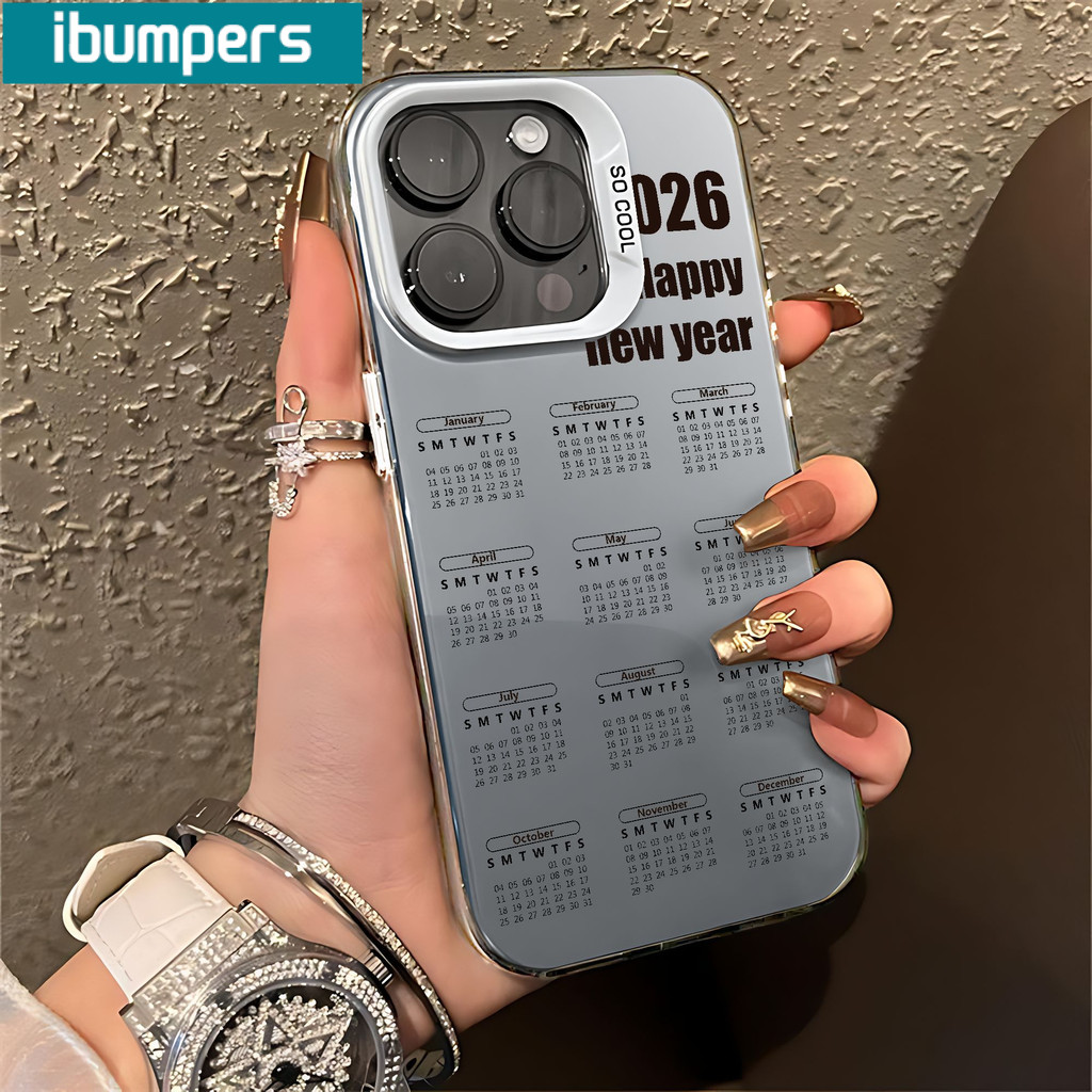 Ốp điện thoại Ibumipers 2026 Mẫu lịch năm mới IDM Vỏ chống sốc cao cấp cứng cho iPhone 11 12 13 14 15 16 17 Pro Max IP Plus