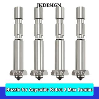 JKDESIGN Hotend, Vòi phun in nhanh bằng thép cứng, Mới được nâng cấp 0,2mm 0,4mm 0,6mm 0,8mm Lắp ráp đầu máy in tích hợp cho Combo Anycubic Kobra 3 Max