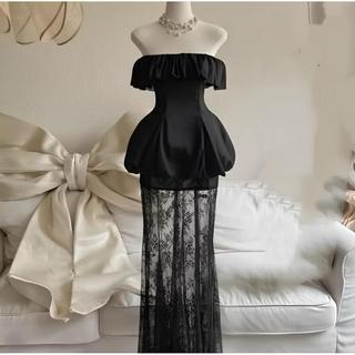 Set Đầm Áo Bí Nhún Bèo Trễ Vai Xòe Mix Chân Váy Ren Đuôi Cá Thiết Kế Sang Trọng Phù Hợp Đi Chơi Dự Tiệc Ld_Store Fashion