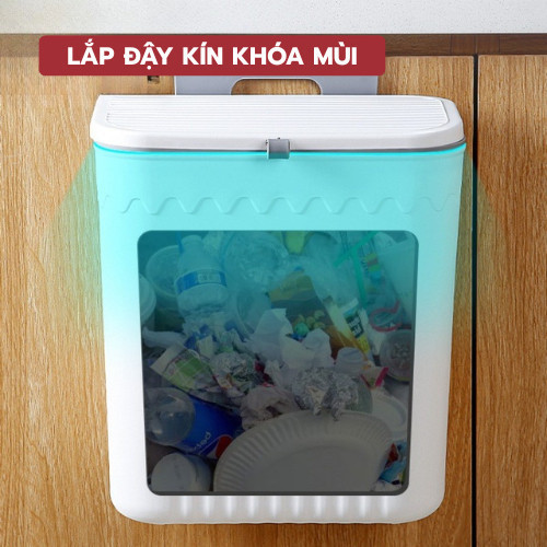 Thùng Rác 12L Gắn Tường Có Nắp Lật, Ngăn Mùi Hiệu Quả, Tiện Dụng Cho Nhà Bếp