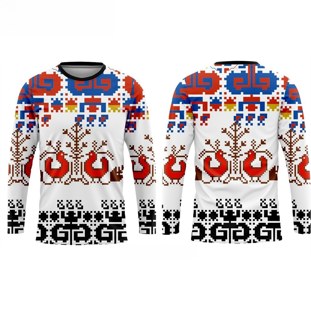Áo dài tay họa tiết dân tộc 3D nam, chất liệu Polyester, thoáng khí và thời trang