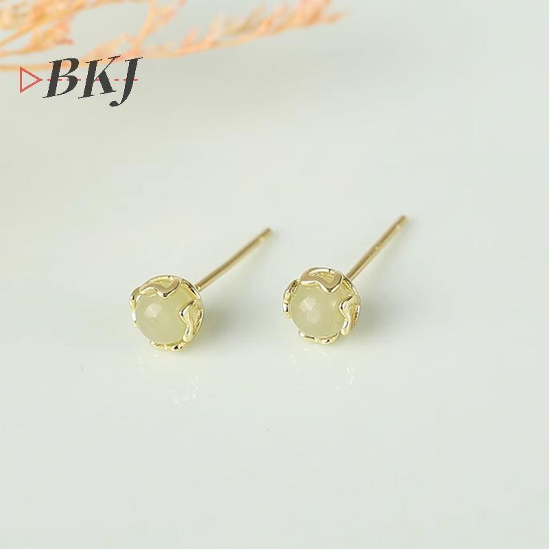 Bông Tai Phong Cách Trung Quốc Đính Đá Giả Ngọc Bích Màu Xanh Lá Cây Tinh Tế