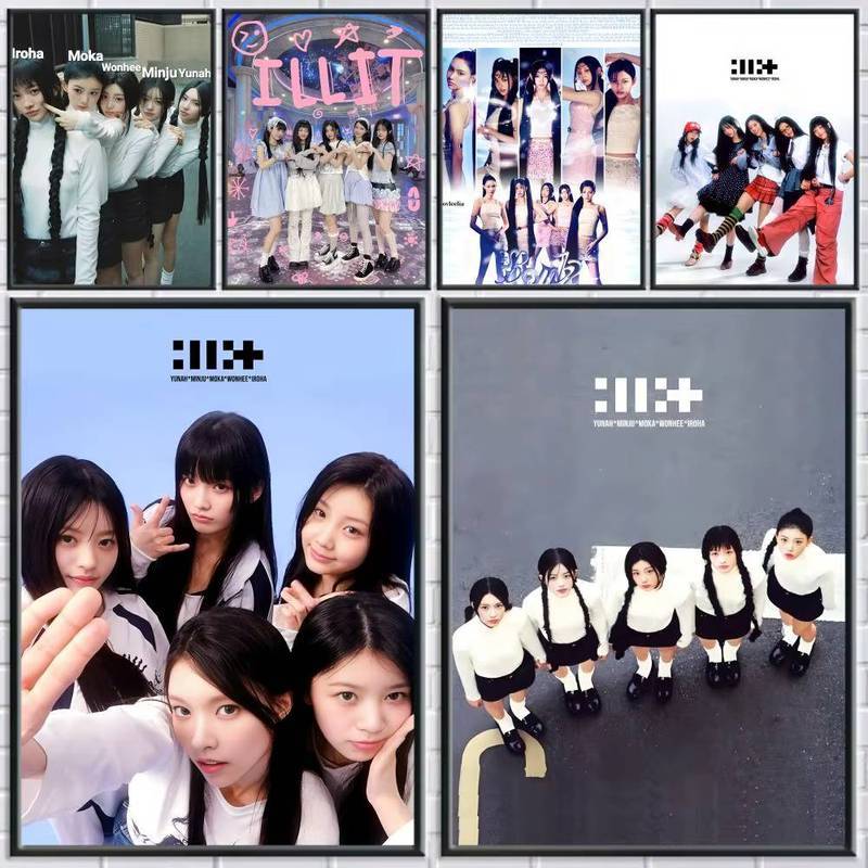 Poster AILLIT của nhóm nhạc Kpop | Nhãn dán áp phích thẩm mỹ cao cấp | Phòng Khách Thanh Treo Tường Nghệ Thuật Trang Trí Nhà Khung