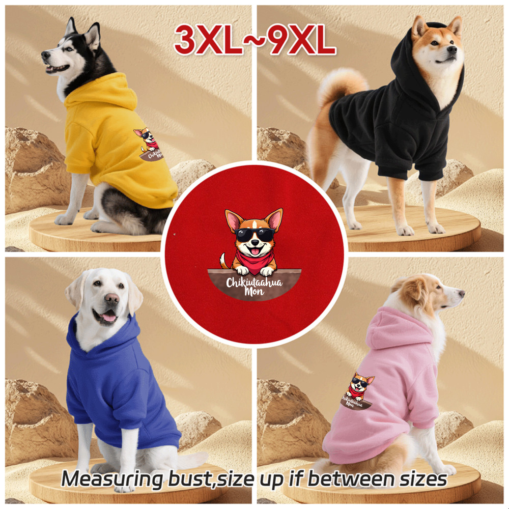 Áo Hoodie cho chó lớn 3XL-9XL, in hình chó sáng tạo, phong cách chui đầu, Có 6 màu, Vải mềm, Thoải mái, thoáng khí, ấm áp, có thể giặt được, Thích hợp cho tất cả các giống chó lớn