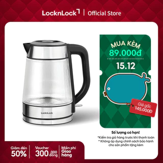 Ấm đun siêu tốc bằng thủy tinh LocknLock Glass Electric Kettle 1.8L có đèn led và lưới lọc EJK256BLK